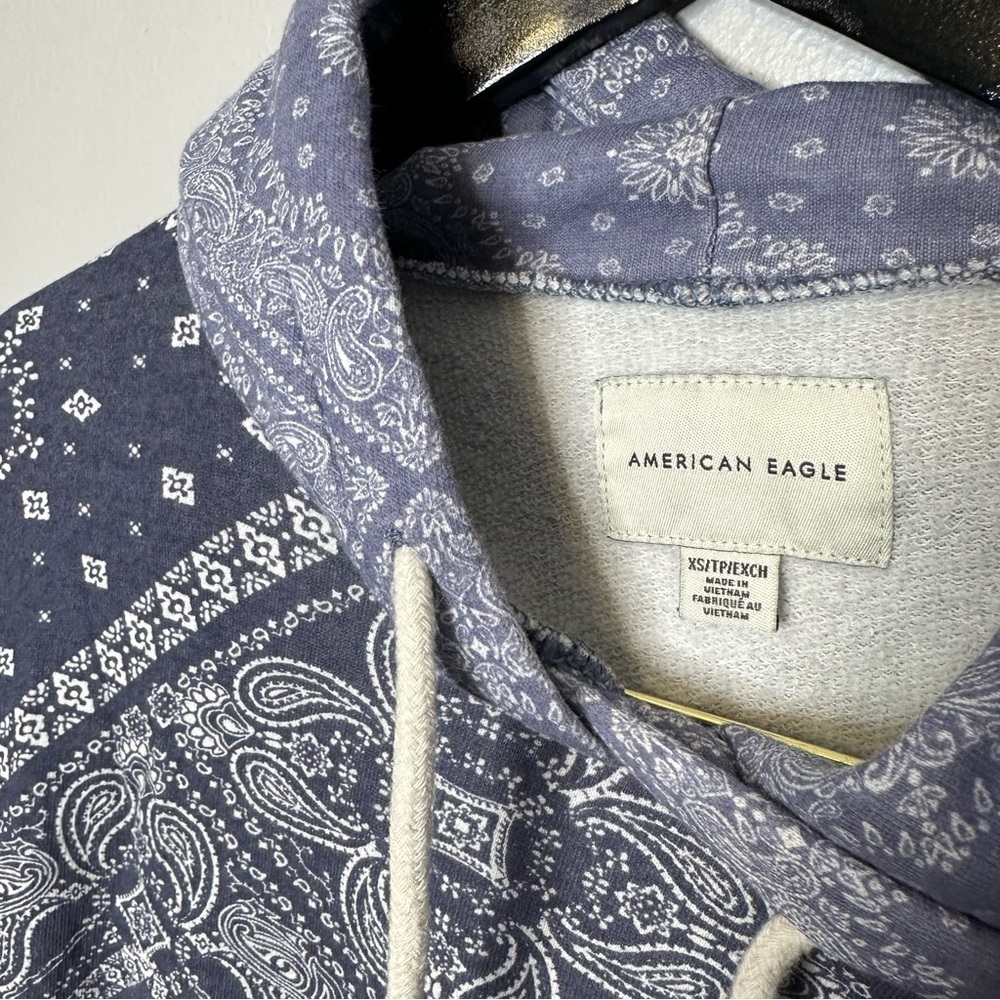American Eagle Blue Patchwork Bandana Oversized H… - image 6